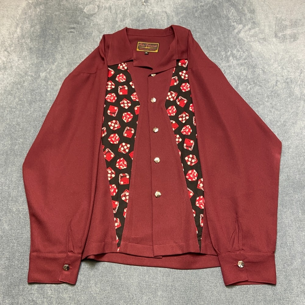Trae Edwards Signature Series Dice Pattern Shirt Mens XL Burgundy Camp Collar